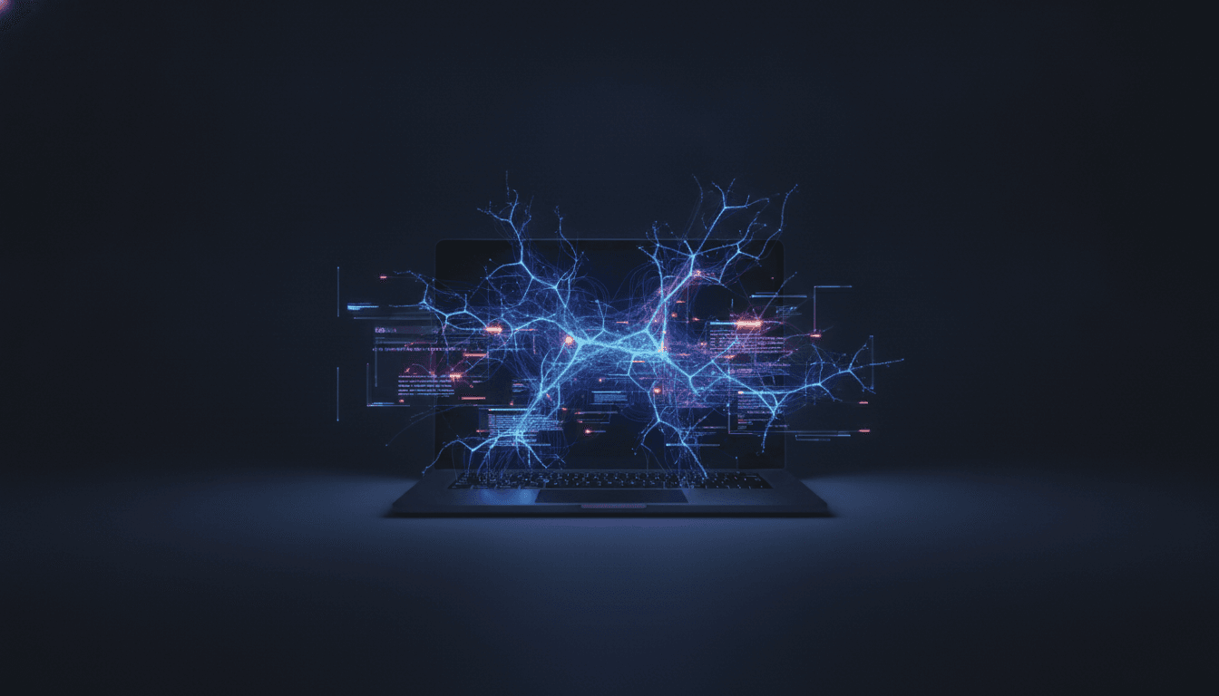 An abstract image showing lines of code and neural network patterns, representing the best AI coding assistants for developers.