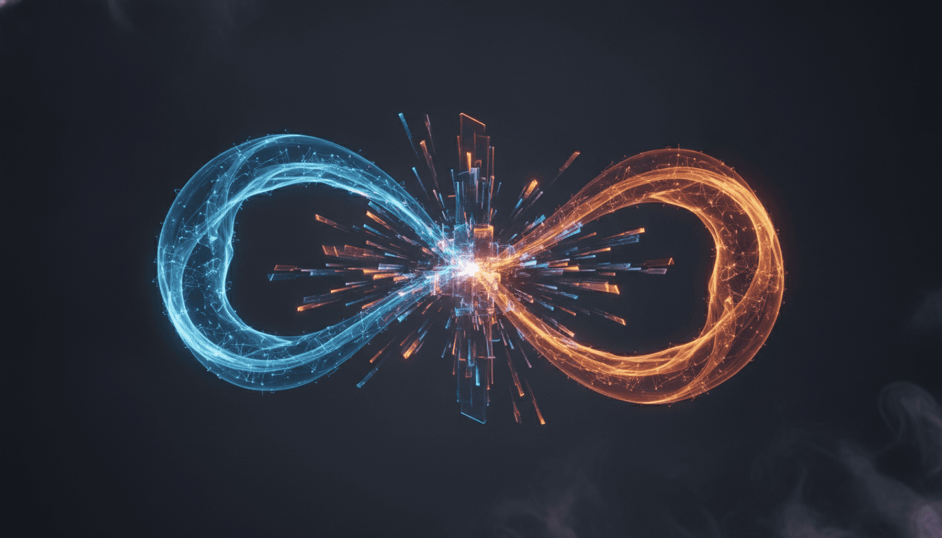 An abstract visualization of OpenAI GPT-Live's full-duplex voice AI, showing intersecting sound waves and neural networks.