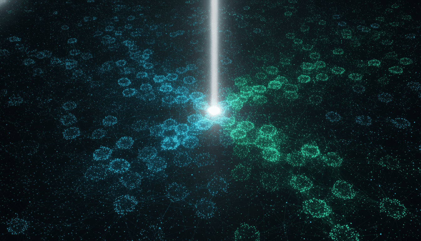 A visual representation of the ECHO algorithm organizing a massive, complex network of data points into clear, distinct communities.