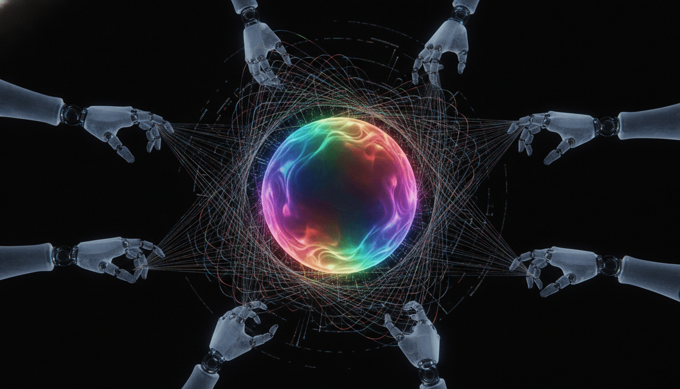 An abstract illustration of 'vibe coding,' where a glowing orb of creative energy is transformed into lines of code by AI.